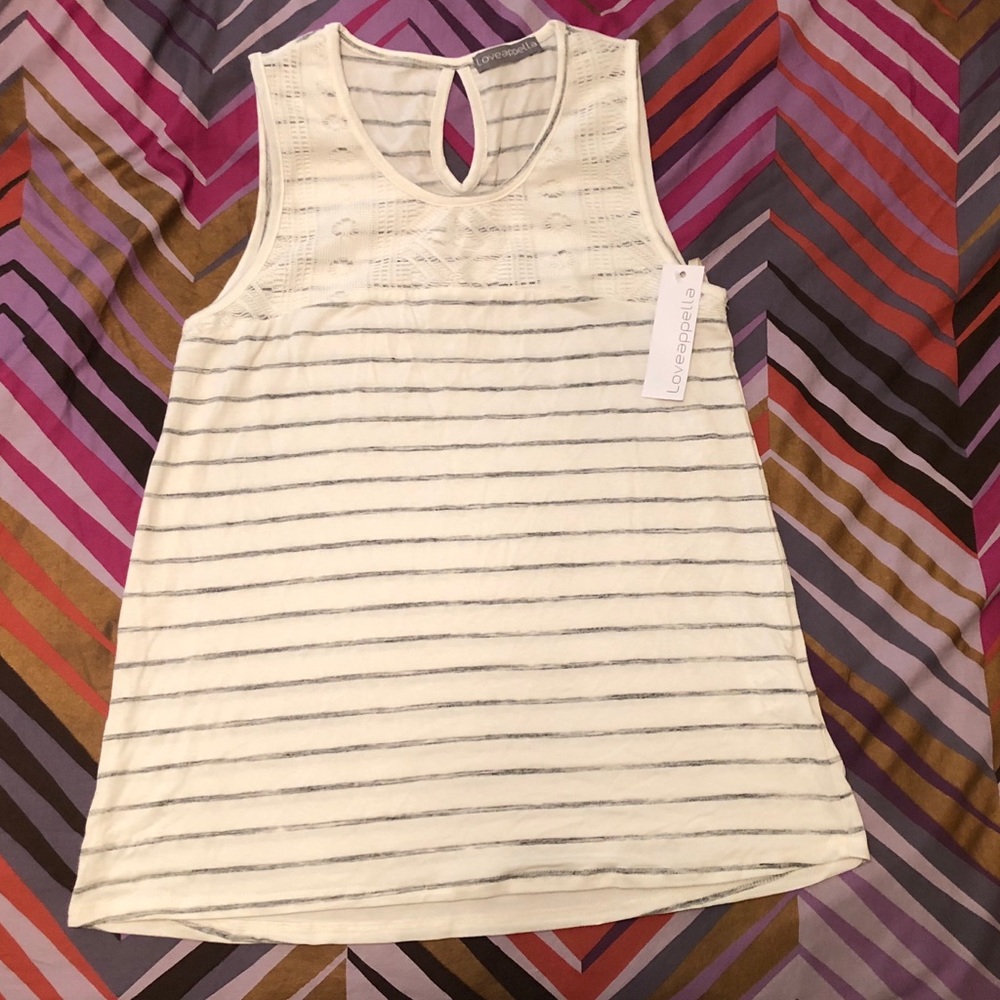 Loveappella lace detail knit tank top size small